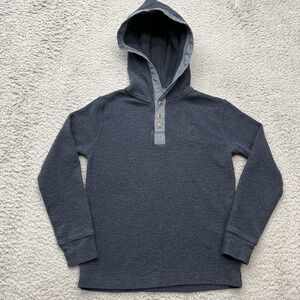Polo Ralph Lauren Hoodie Sweater Boys 7 Blue Gray 1/4 Button‎ Pony Preppy